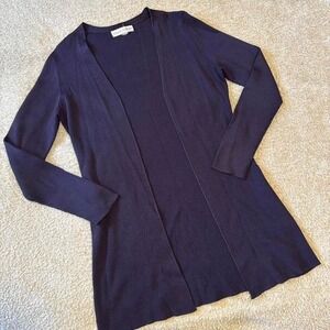 Ribbed Dark Purple Cardigan Business Casual Workwear MEDIUM UGC